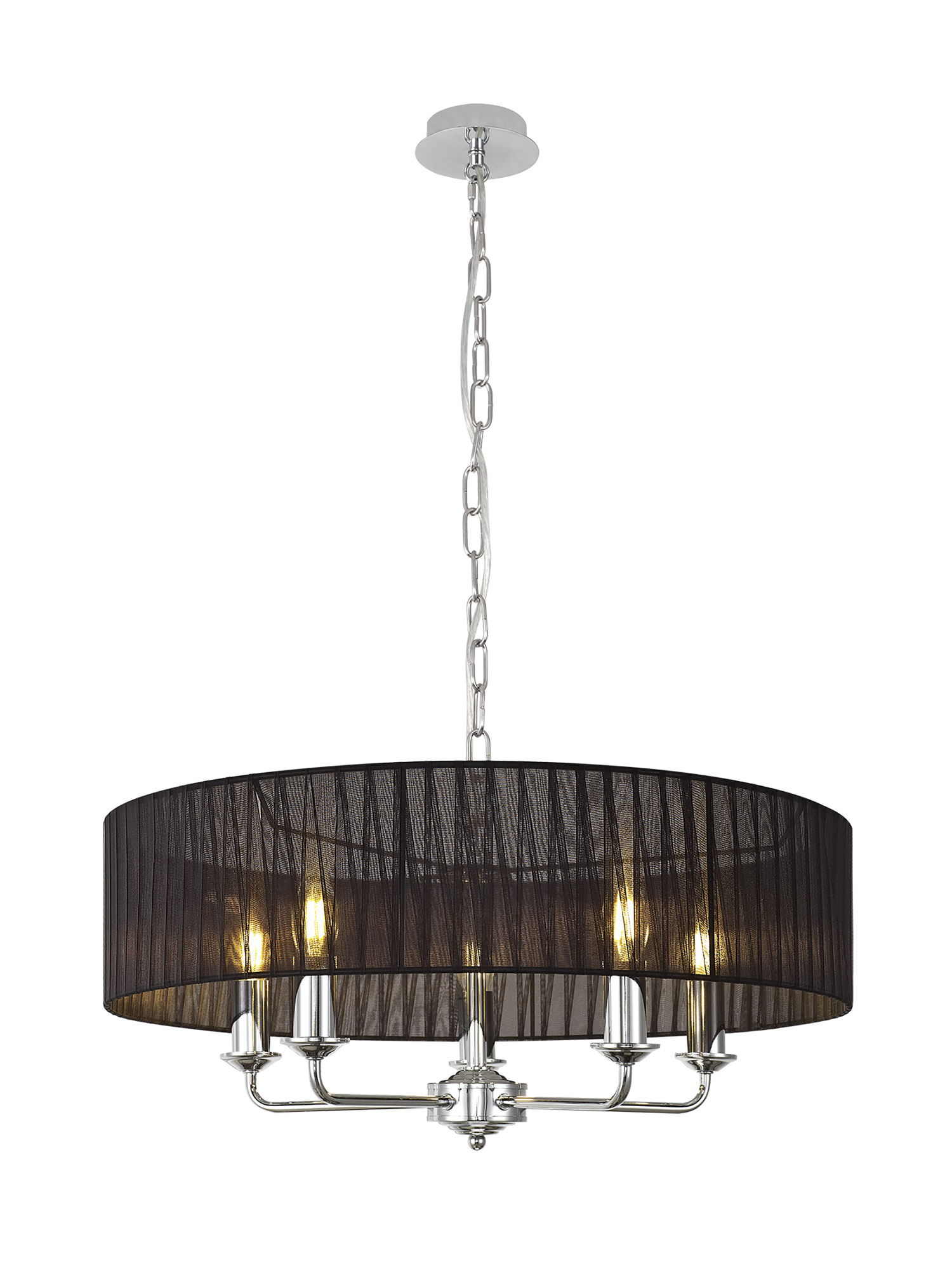 DK0860  Banyan 45cm 3 Light Pendant Polished Chrome; Black